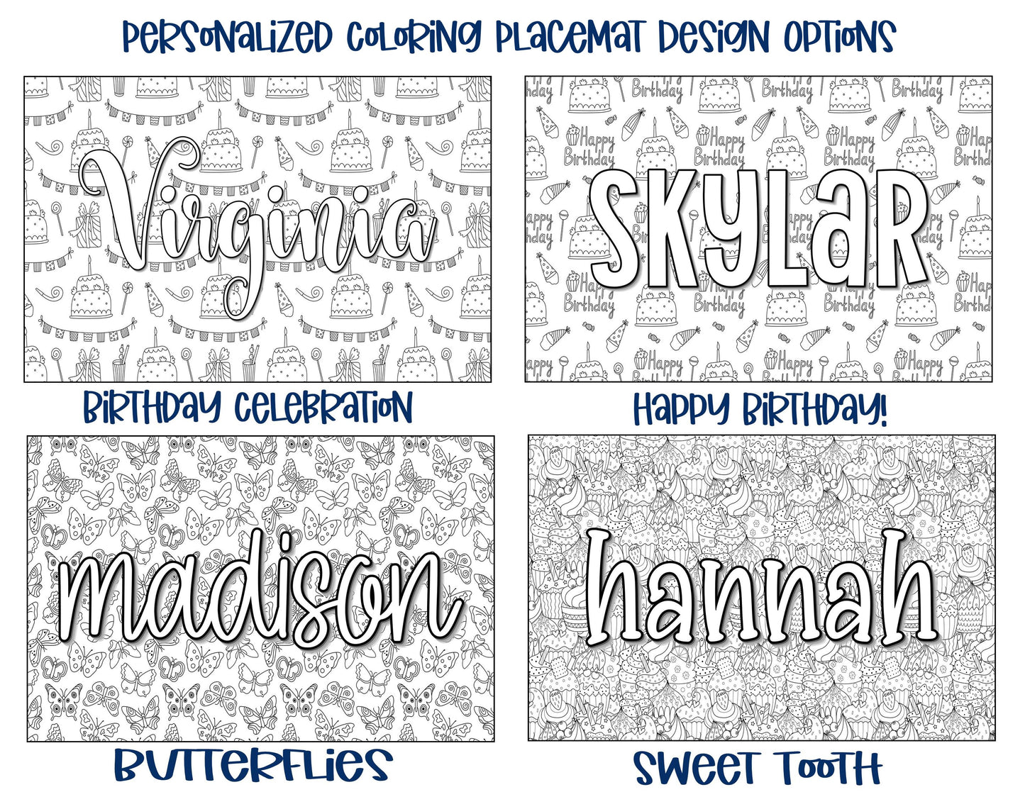 Personalized Coloring Name Placemat - Take Off Space Design