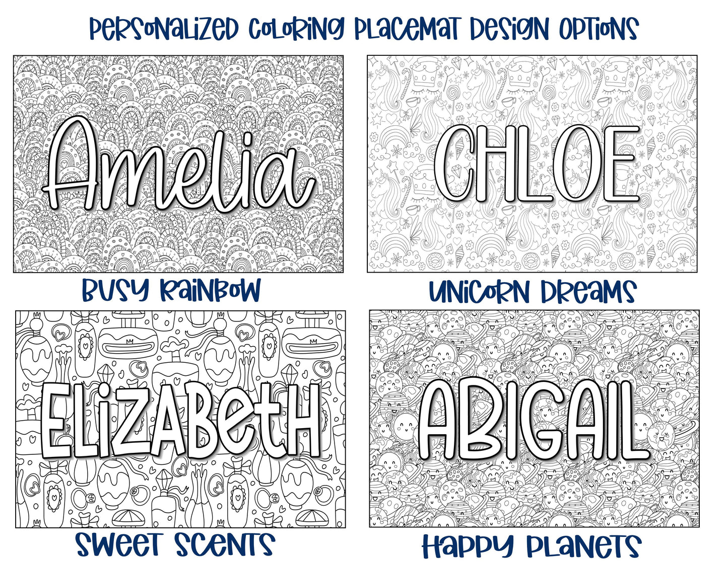 Personalized Coloring Name Placemat - Take Off Space Design